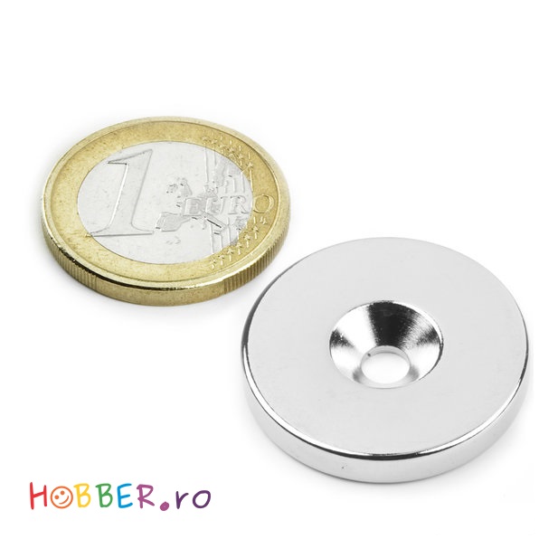 Magnet neodim disc cu gaura ingropata, Ø27x4 mm